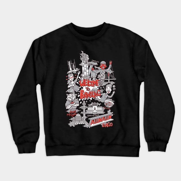 welcome to bandung city illustration Crewneck Sweatshirt by ginanperdana